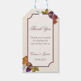 Herfst rustieke Waterverf verlaat bruiloft dank u Cadeaulabel