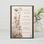 Herfst rustieke wilde bloem bruiloft uitnodiging (Staand voorkant)