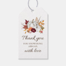 Herfst rustieke witte pompoen Baby shower Favor Ta