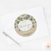 Herfst rustieke witte pompoenen groen eucalyptus ronde sticker (Envelop)