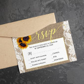 Herfst rustieke zonnebloem burlap bruiloft script RSVP kaartje
