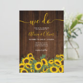 Herfst rustieke zonnebloemen houten foto initialen kaart (Staand voorkant)