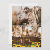 Herfst rustieke zonnebloemen houten foto initialen kaart (Achterkant)