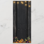 Herfst rustige floral chic elegant wood bruiloft menu (Achterkant)