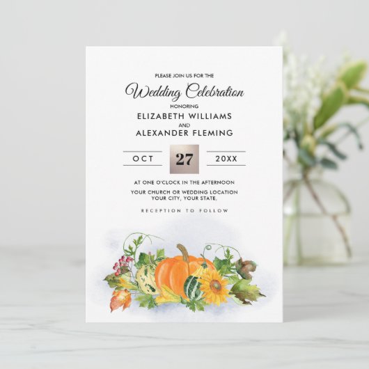 Herfst Rustisch landschap | Autumn Harvest Wedding Kaart (Staand voorkant)