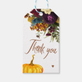 Herfst Rusty Bourgondië Bloemen baby shower Dank u Cadeaulabel (Voorkant)