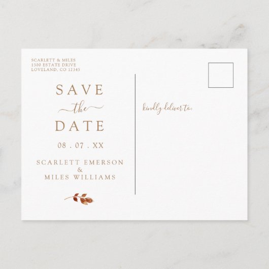 Herfst Sage Groene Foto Sla de datum op Aankondigingskaart (Achterkant)