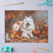 Herfst Samoyed Hond Decoupage Tissuepapier (Craft)