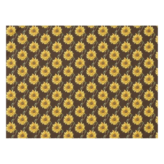 Herfst Sason Sunflower Print op Brown Tafelkleed (Voorkant (Horizontaal))