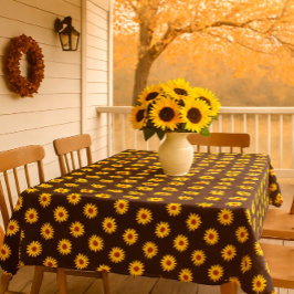 Herfst Sason Sunflower Print op Brown Tafelkleed