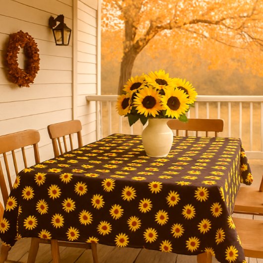 Herfst Sason Sunflower Print op Brown Tafelkleed