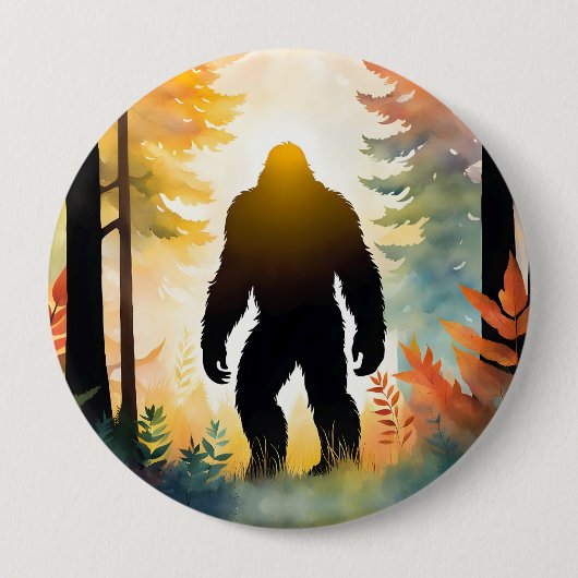 Herfst Sasquatch Kleurig Landschap Ronde Button 4,0 Cm (Voorkant)