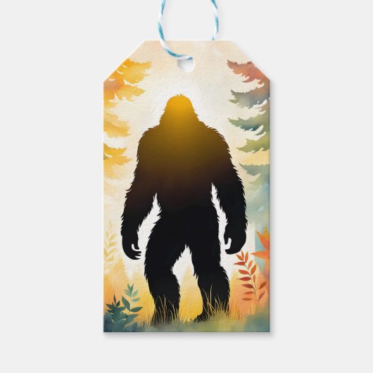 Herfst Sasquatch Kleurrijk Landschap Cadeaulabel (Voorkant)