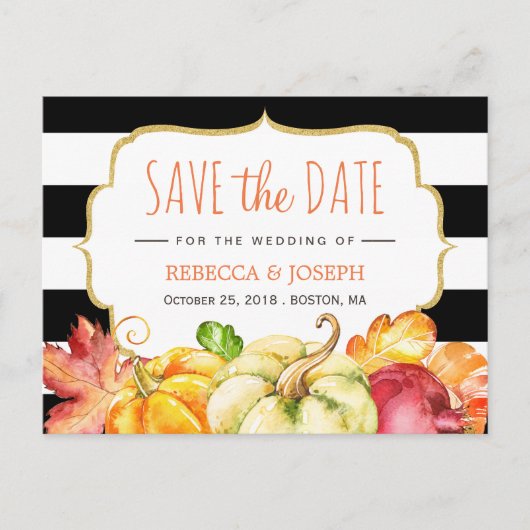 Herfst Save the Date - Herfst Pompoen Maple Blader Aankondigingskaart (Voorkant)