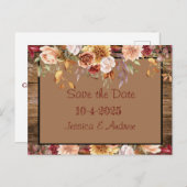 Herfst Save the Date Kaart - Rustieke Bloemen Huwe (Voorkant / Achterkant)
