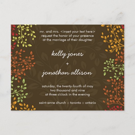 Herfst Save the Date Wedding Invitation Aankondigingskaart (Voorkant)