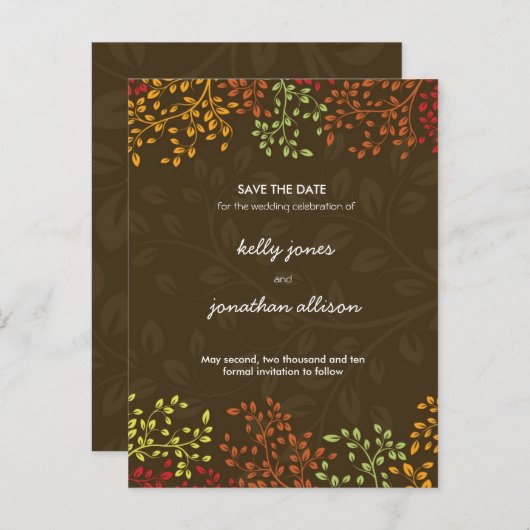 Herfst Save the Date Wedding Invitation Aankondigingskaart (Voorkant / Achterkant)