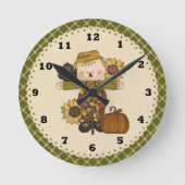 Herfst Scarecrow-klok Ronde Klok (Voorkant)