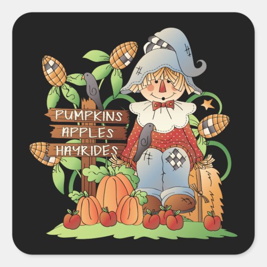 Herfst Scarecrow Scarecrow Seizoensgebonden leuke Vierkante Sticker (Voorkant)