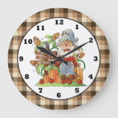Herfst Scarecrow-wandklok Grote Klok (Voorkant)