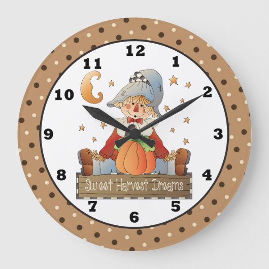 Herfst Scarecrow-wandklok Grote Klok (Voorkant)