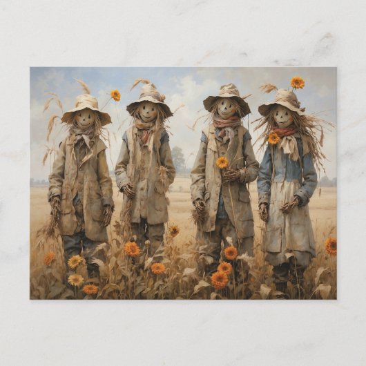 Herfst Scarecrows-Briefkaart Briefkaart (Voorkant)