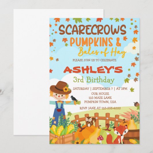 HERFST SCARECROWS POMPOENEN & BALEN VAN HOOI VERJA KAART (Voorkant / Achterkant)