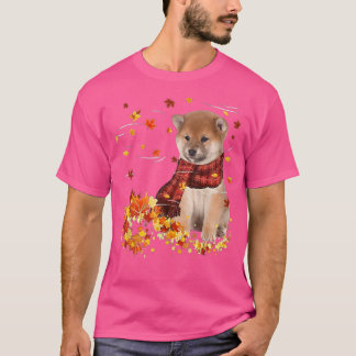 Herfst Scarf Shiba Inu Dog herfst Leaves242 T-shirt