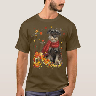 Herfst ScarfMiniature Schnauzer Dog Autumn Falling T-shirt