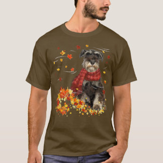 Herfst ScarfMiniature Schnauzer Dog Autumn Falling T-shirt
