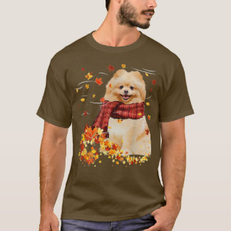 Herfst ScarfPomeranian Dog Autumn Falling Leaves T-shirt