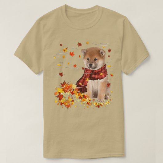 Herfst ScarfShiba Inu Dog Autumn Falling Leaves T-shirt (Design voorkant)