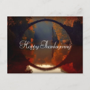 Herfst Scene Bridge   THANKSGIVING Briefkaart