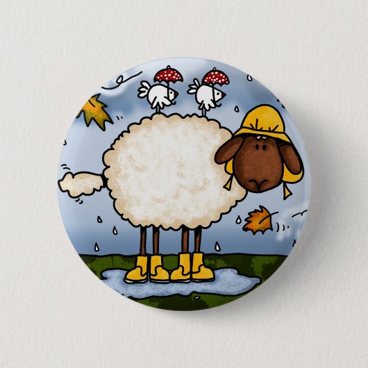 herfst schapenknop ronde button 5,7 cm (Voorkant)