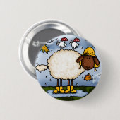 herfst schapenknop ronde button 5,7 cm (Voorkant /achterkant)