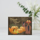 Herfst Schattige Bruin Paard en Turkije Dank u Feestdagenkaart (Staand voorkant)
