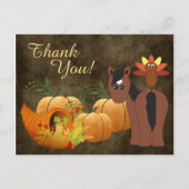 Herfst Schattige Bruin Paard en Turkije Dank u Feestdagenkaart (Voorkant)
