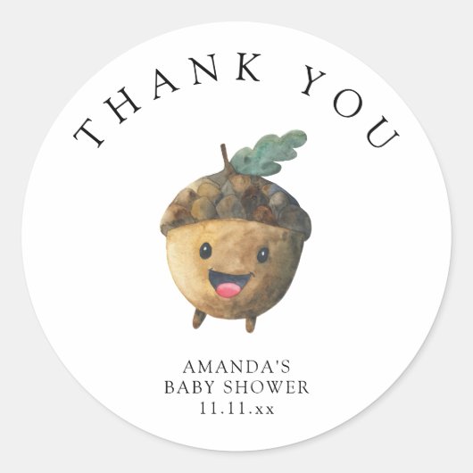 Herfst schattige eikel - dank je ronde sticker (Voorkant)