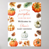 Herfst Schattige Little Pumpkin baby shower welkom Poster (Voorkant)