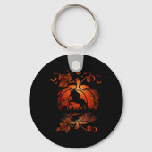 Herfst Schattige Paard In De Pompoen Fun Halloween Sleutelhanger (Voorkant)