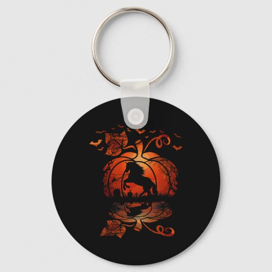 Herfst Schattige Paard In De Pompoen Fun Halloween Sleutelhanger (Voorkant)