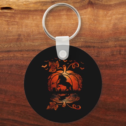 Herfst Schattige Paard In De Pompoen Fun Halloween Sleutelhanger (Voorkant)
