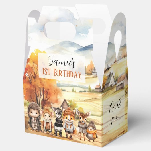 Herfst Schattigee bosdieren Verjaardag kleine geve Bedankdoosjes (Geopend)