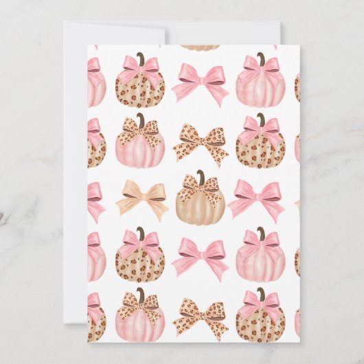 Herfst Schattigee Coquette Bow Leopard Pompoen Bab Kaart (Achterkant)