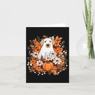 Herfst Schattigee Dog Ghost Met Pompoen Halloween Kaart