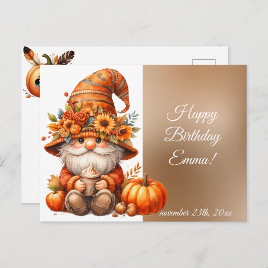Herfst Schattigee Gnome Fall Bladeren Verjaardag Briefkaart (Voorkant / Achterkant)