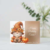 Herfst Schattigee Gnome Fall Bladeren Verjaardag Briefkaart (Staand voorkant)