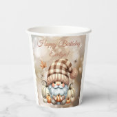 Herfst Schattigee Gnome Fall Bladeren Verjaardag Papieren Bekers (Achterkant)