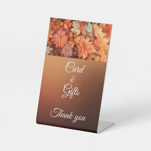 Herfst Schattigee Gnome Fall Bladeren Verjaardag Reclamebord Met Voetstuk (Voorkant)