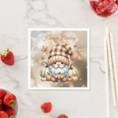Herfst Schattigee Gnome Fall Bladeren Verjaardag Servet (Insitu)